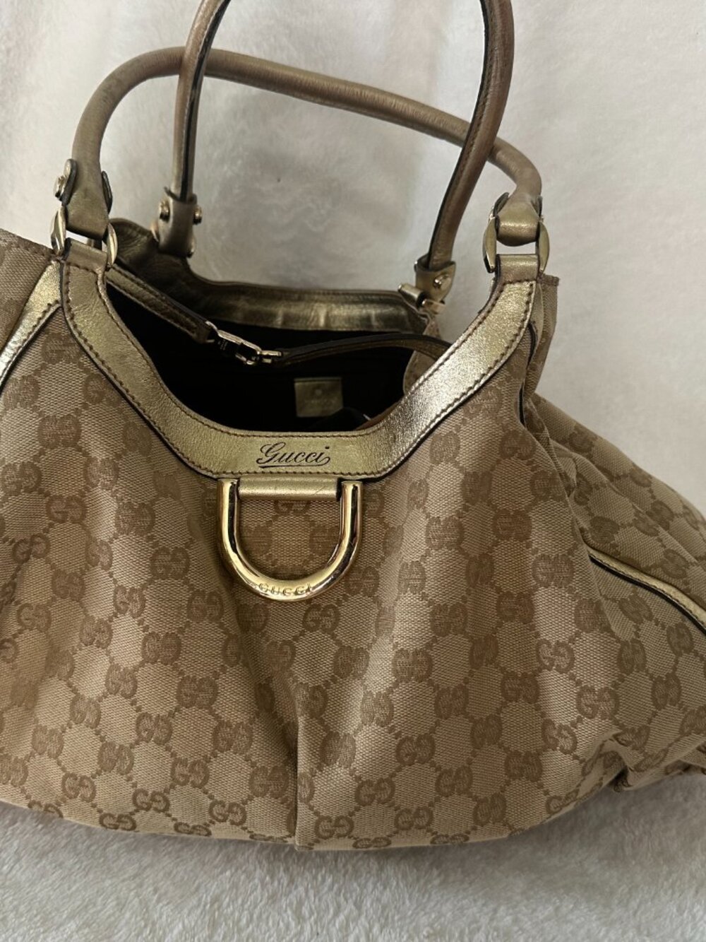 Gucci Gold GG Canvas Bag Bundle — Tote + Hobo, 2 Bags, As-Is - Picture 12 of 16